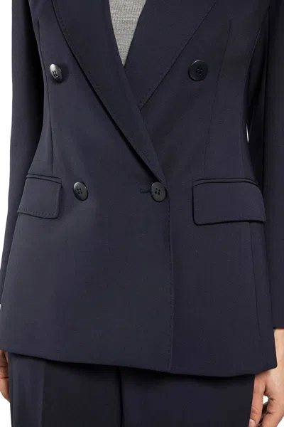 Max Mara Fitted Wool Crepe Blazer In Blue