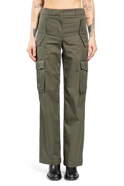 Burberry Khaki Check Trim Gabardine Cargo Pants In Green