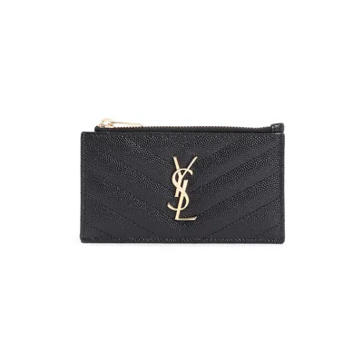 Saint Laurent Zip Card Case In Black