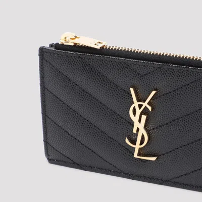 Saint Laurent Zip Card Case In Black