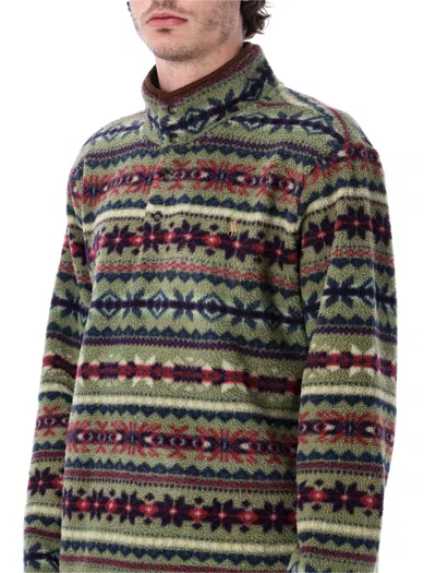 Polo Ralph Lauren Printed Teddy Jacket In Green