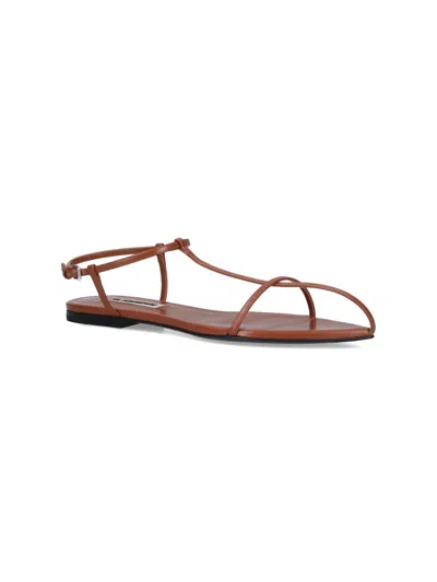 Jil Sander Leather Sandals In Brown