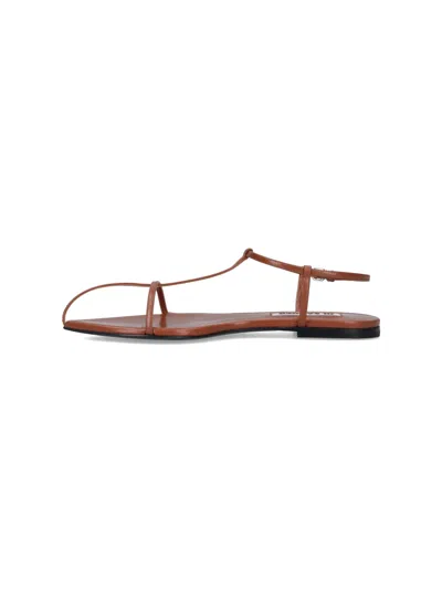 Jil Sander Leather Sandals In Brown