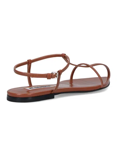 Jil Sander Leather Sandals In Brown