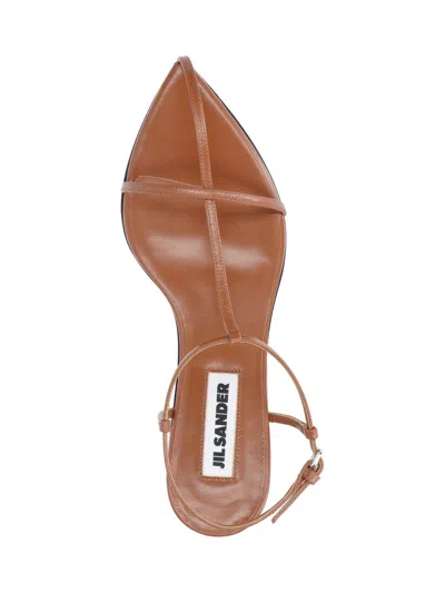 Jil Sander Leather Sandals In Brown