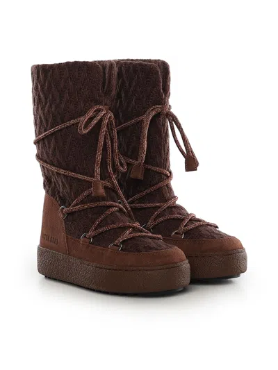 Moon Boot Stivali Da Neve In Pelle Scamosciata Cocoa In Brown