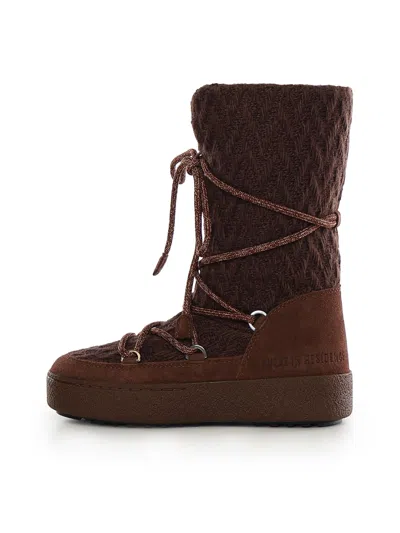 Moon Boot Stivali Da Neve In Pelle Scamosciata Cocoa In Brown