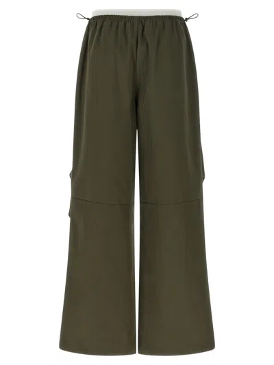 Alexander Wang Double Layer Waist Trousers Pants Green In Brown