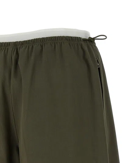 Alexander Wang Double Layer Waist Trousers Pants Green In Brown