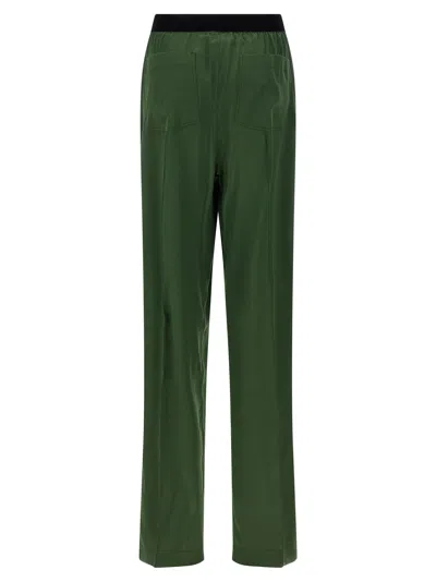 Tom Ford Green Pants With Elastic Waist With Logo Lettering In Silk Stretch Woman In Gray