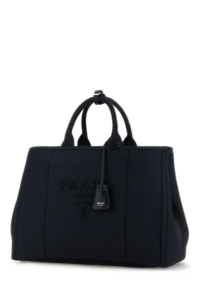 Prada Logo-embossed Tote Bag In Blue