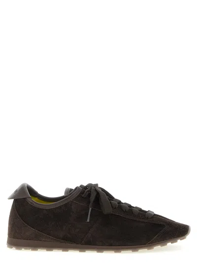 Jacquemus The Tennis Leather-trimmed Suede Sneakers In Brown