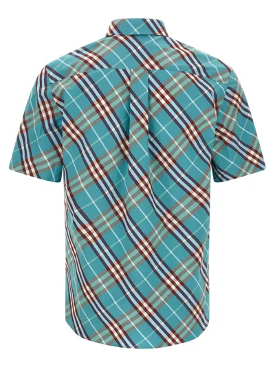Burberry Short-sleeved Cotton Shirt T-shirt Light Blue In Blue