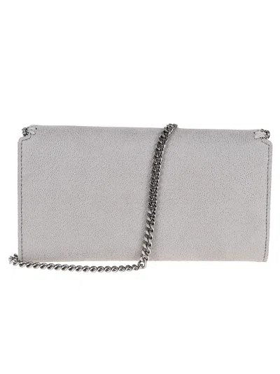 Stella Mccartney Falabella Continental Wallet With Chain Eco Shaggy Deer W/ruthenium Chain In Gray