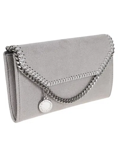Stella Mccartney Falabella Continental Wallet With Chain Eco Shaggy Deer W/ruthenium Chain In Gray