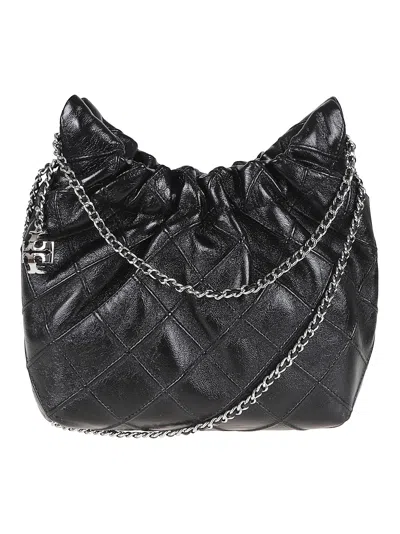 Tory Burch Quilted Shoulder Bag Chain Strap Design In Black