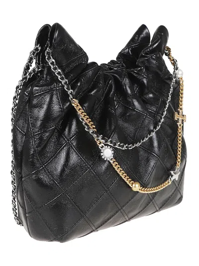 Tory Burch Quilted Shoulder Bag Chain Strap Design In Black