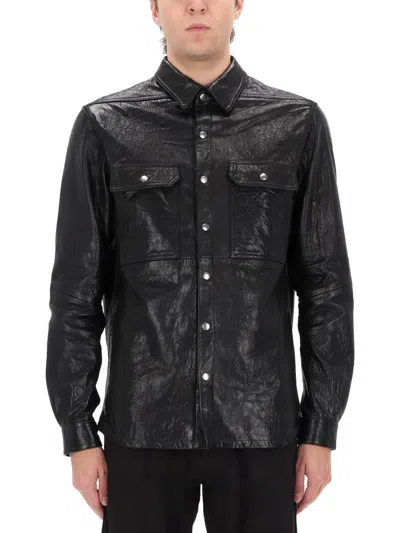 Rick Owens Leather Jacket In Multi