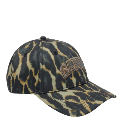 Ganni Printed Logo Baseball Cap In Black