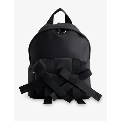 Simone Rocha Mens Black/pearl Bow-front Beaded Straps Nylon Backpack In Black
