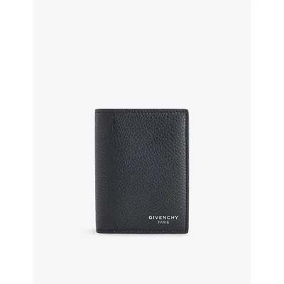 Givenchy Mens Black Foil-logo Folded Leather Card Holder In Black
