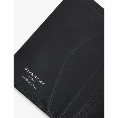 Givenchy Mens Black Foil-logo Folded Leather Card Holder In Black