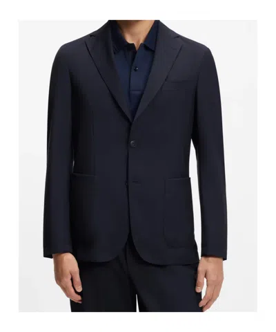 Hugo Boss Washable Slim-fit Jacket In A Wool Blend In Blue