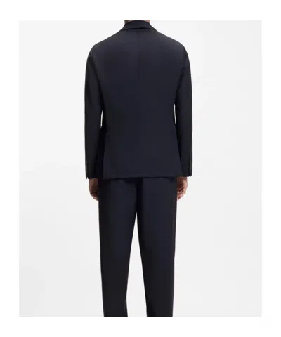 Hugo Boss Washable Slim-fit Jacket In A Wool Blend In Blue