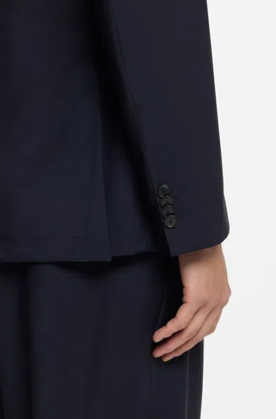 Hugo Boss Washable Slim-fit Jacket In A Wool Blend In Blue