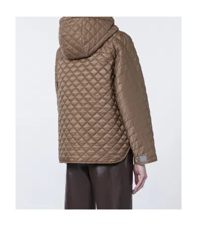 Max Mara Quilted Water-repellent Canvas Padded Jacket In Brown