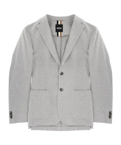 Hugo Boss Tailored Jacket Notch Lapel Front Pockets In Gray