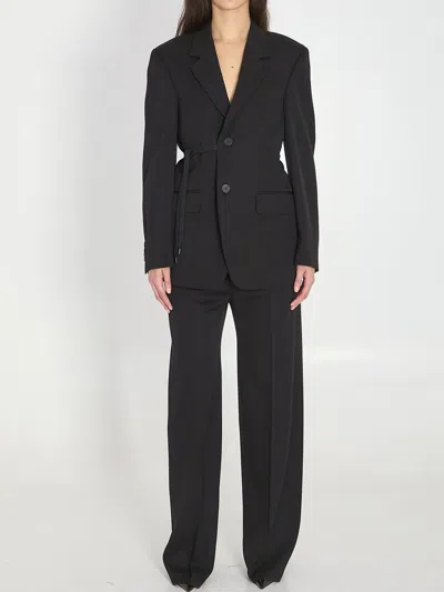 Balenciaga Tailored Wrap Wool Jacket Regular Fit In Black