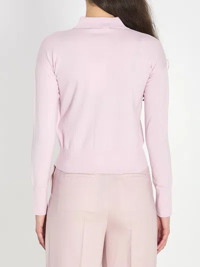 Max Mara Medeola Collared Cropped Knit Cardigan In Pink