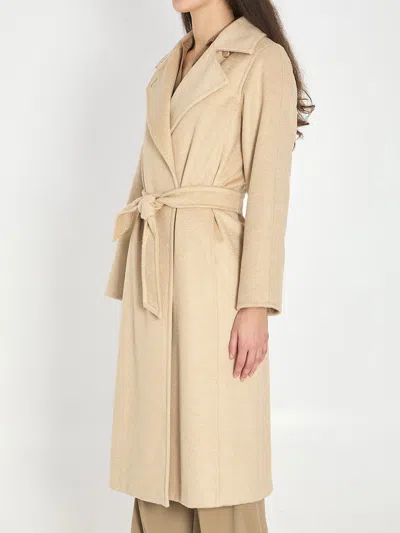 Max Mara Riccio Camel Drape Coat Belt In Brown