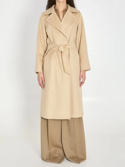 Max Mara Riccio Camel Drape Coat Belt In Brown
