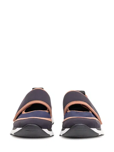 Marni Dark Blue And Black Mary Jane Running Polyamide Sneakers In Blue
