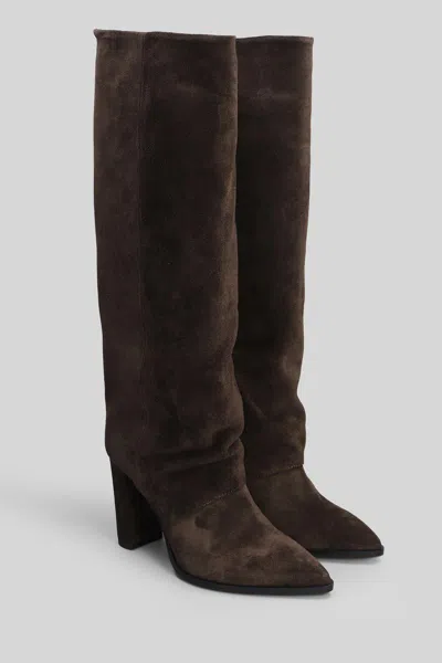 Gisel Moire Dixi High Heels Boots In Brown
