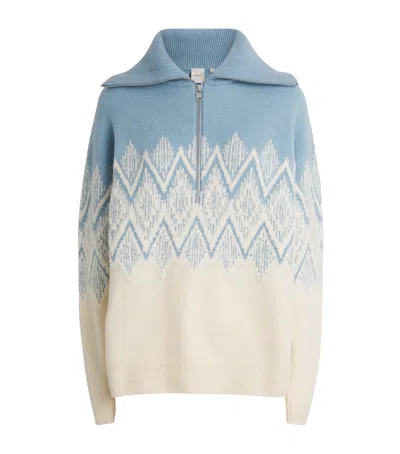 Varley Hedda Fair Isle Half Zip Pullover Ashley Blue In Multi