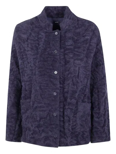 Apuntob Banded Collar With Buttons Pockets And Dropped Shoulder Jack In Blue