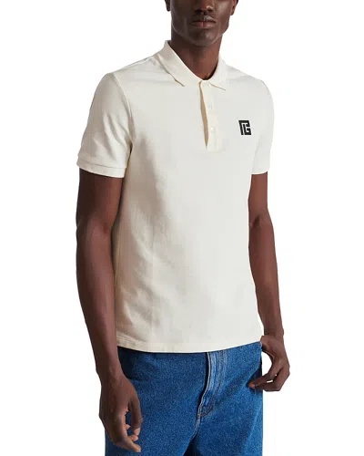 Balmain Polo Shirt Short Sleeves Ribbed Cuffs Collar In White