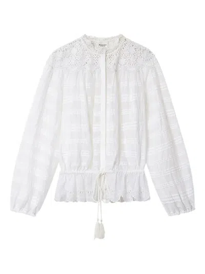 Isabel Marant Étoile Blusa Bianca In Cotone Con Colletto Ricamato Marant Etoile In White
