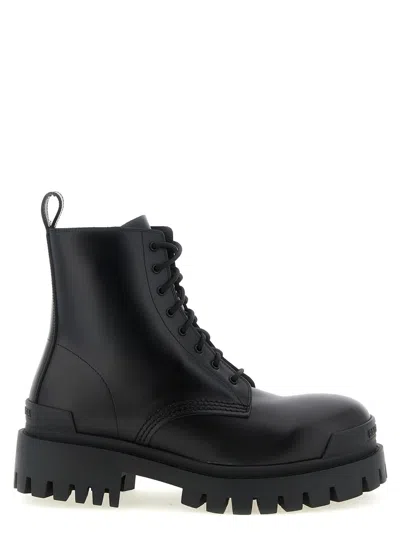 Balenciaga Leather Boots With Maxi Rubber Sole In Black
