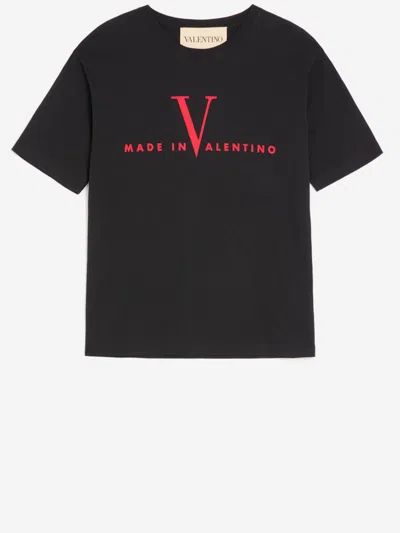 Valentino Crew Neck Short Sleeve T-shirt Design In Black