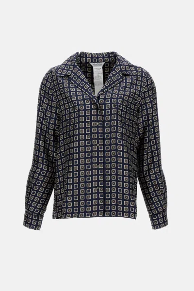 Max Mara Maxmara Mxmdisco Semi Fitted Printed Silk Shirt In Blue