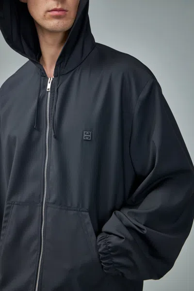 Givenchy Zipped Hoodie In Wool With 4g Detail In Black