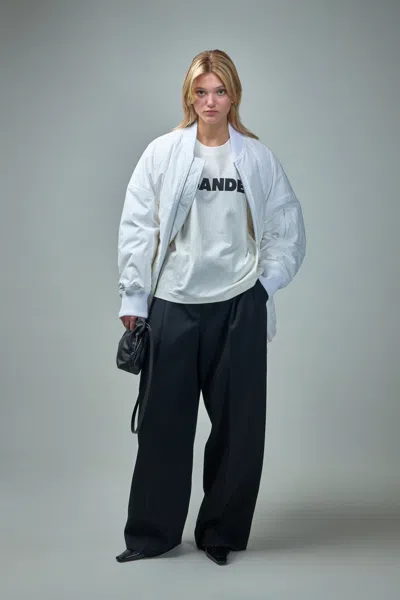 Jil Sander Crewneck Short Sleeves Classic Print T-shirt Clothing In White