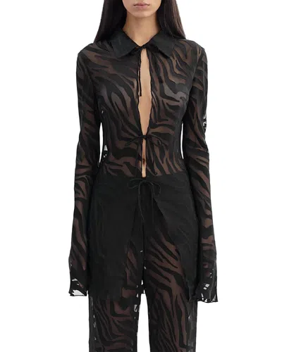 Lamarque Sheer Zebra Pattern Shirt In Black