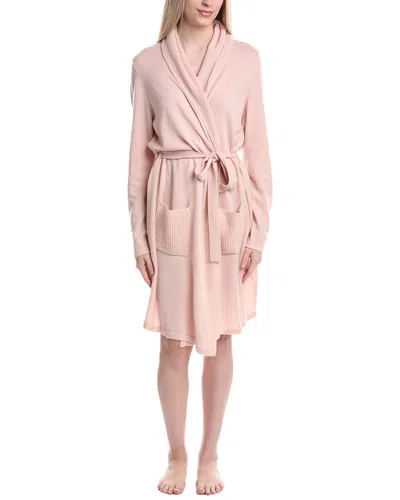 Sofia Cashmere Sofiacashmere Rib Shawl Collar Cashmere& Wool-blend Jersey Robe In Pink