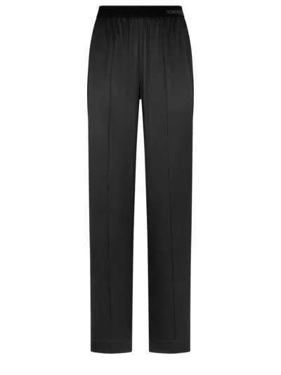Tom Ford Stretch Silk Satin Pj Pants Trousers Black In Black