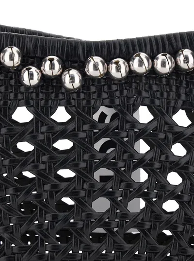 Osoi Lip Woven Bead-embellished Shoulder Bag In Black